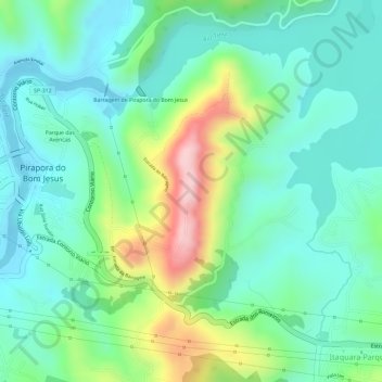 Mapa topográfico Morro do Capuava, altitud, relieve