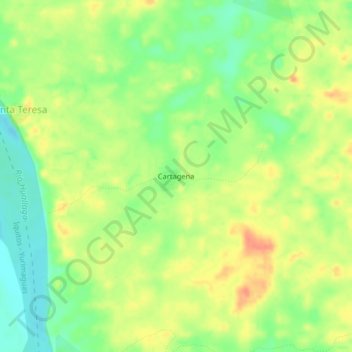 Mapa topográfico Cartagena, altitud, relieve