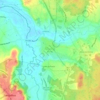 Mapa topográfico Aguada de Baixo, altitud, relieve