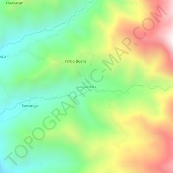 Mapa topográfico Los Cedros, altitud, relieve