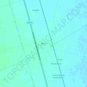 Mapa topográfico Moro, altitud, relieve