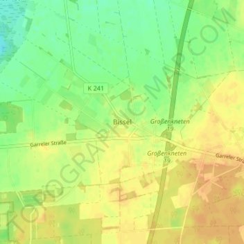 Mapa topográfico Bissel, altitud, relieve