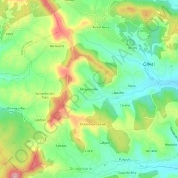 Mapa topográfico Mossomodia, altitud, relieve