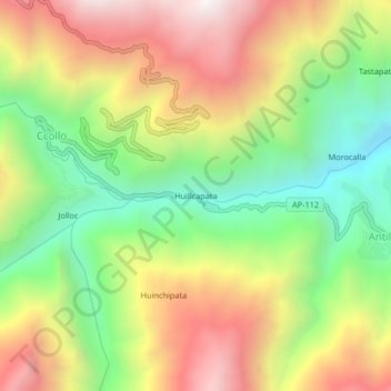 Mapa topográfico Huillcapata, altitud, relieve