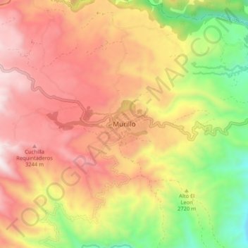 Mapa topográfico Murillo, altitud, relieve