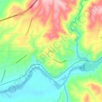 Mapa topográfico Ortiga, altitud, relieve
