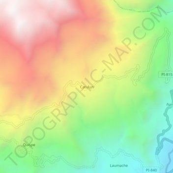 Mapa topográfico Catulun, altitud, relieve