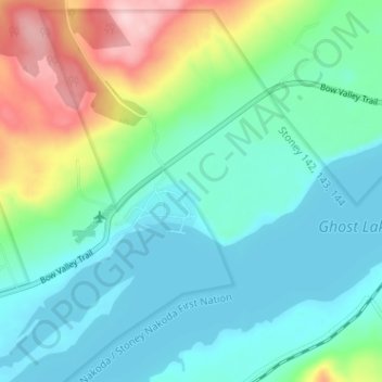 Mapa topográfico Ghost Lake, altitud, relieve