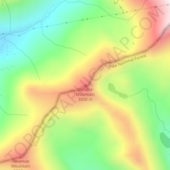 Mapa topográfico Decatur Mountain, altitud, relieve