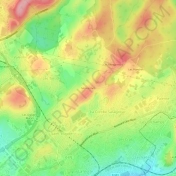 Mapa topográfico Montarmot, altitud, relieve