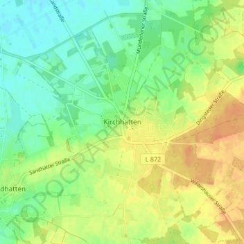 Mapa topográfico Kirchhatten, altitud, relieve