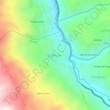 Mapa topográfico Collahuasi, altitud, relieve