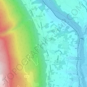 Mapa topográfico Gignez, altitud, relieve