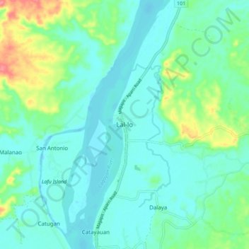 Mapa topográfico Lal-lo, altitud, relieve