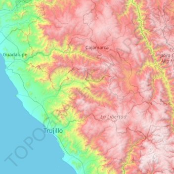 Mapa topográfico Provincia de Gran Chimú, altitud, relieve
