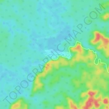 Mapa topográfico Puerto Meluk, altitud, relieve