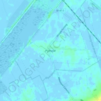 Mapa topográfico Pymoor, altitud, relieve