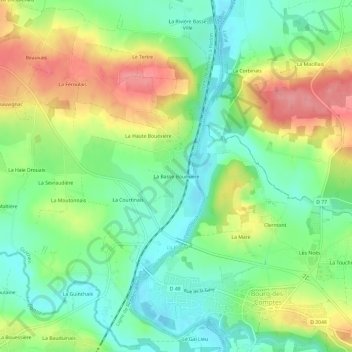 Mapa topográfico La Basse Bouëxière, altitud, relieve