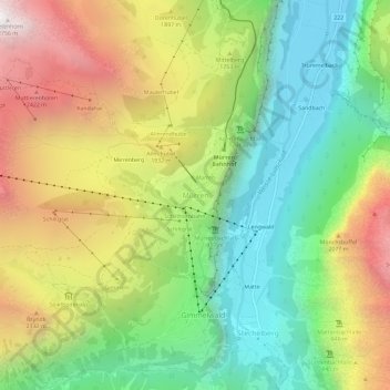 Mapa topográfico Mürren, altitud, relieve
