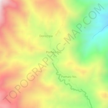 Mapa topográfico Pomasi No. 2, altitud, relieve