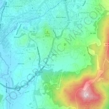 Mapa topográfico Agrelo, altitud, relieve