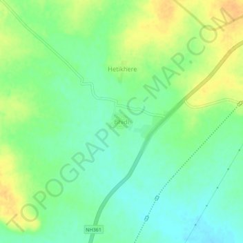 Mapa topográfico Bhidi, altitud, relieve