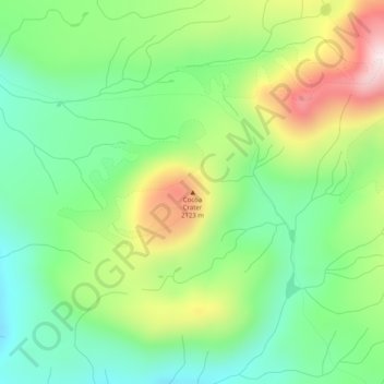 Mapa topográfico Cocoa Crater, altitud, relieve