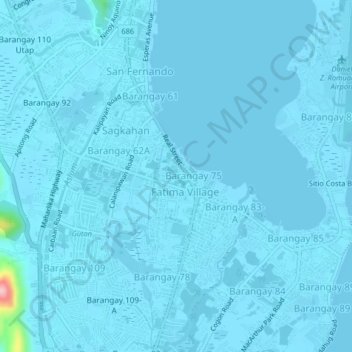 Mapa topográfico Barangay 76, altitud, relieve