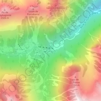 Mapa topográfico Sapin Gogant, altitud, relieve