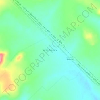 Mapa topográfico Santa Emilinha, altitud, relieve