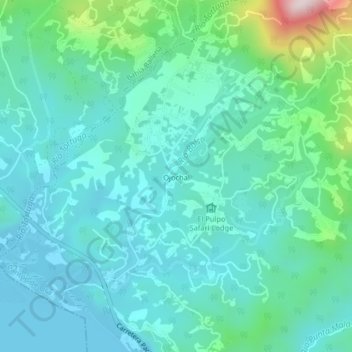 Mapa topográfico Ojochal, altitud, relieve