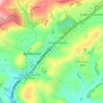 Mapa topográfico Dolbeare, altitud, relieve