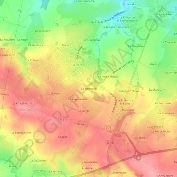 Mapa topográfico La Fresnaye, altitud, relieve