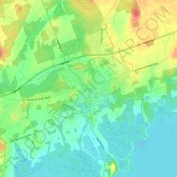 Mapa topográfico Madoc, altitud, relieve