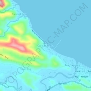 Mapa topográfico Caridad Ibaba, altitud, relieve