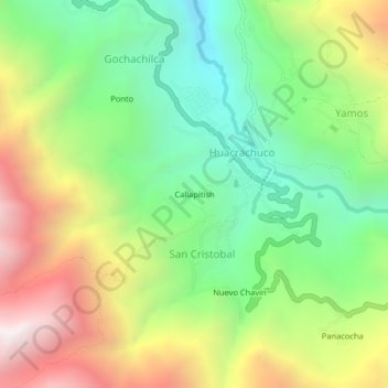 Mapa topográfico Callapitish, altitud, relieve