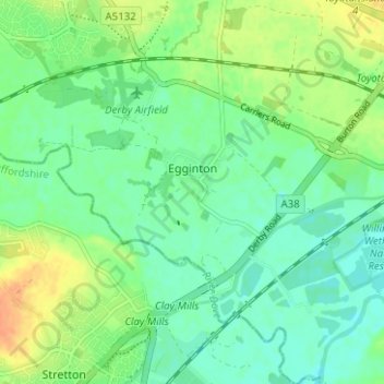 Mapa topográfico Egginton CP, altitud, relieve