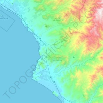 Mapa topográfico Chilca, altitud, relieve