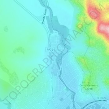 Mapa topográfico Valle Hermoso, altitud, relieve