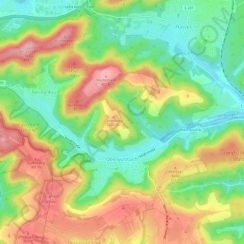 Mapa topográfico Oberwürzbach, altitud, relieve