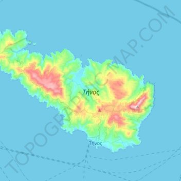 Mapa topográfico Tinos, altitud, relieve