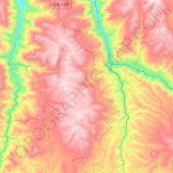 Mapa topográfico Omacha, altitud, relieve