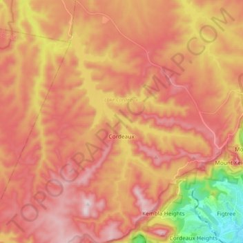 Mapa topográfico Cordeaux, altitud, relieve