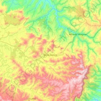 Mapa topográfico Bom Retiro, altitud, relieve