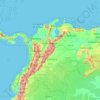 Mapa topográfico Colombia, altitud, relieve