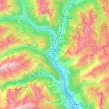 Mapa topográfico L'Argentière-la-Bessée, altitud, relieve