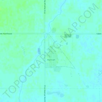 Mapa topográfico Hannah, altitud, relieve