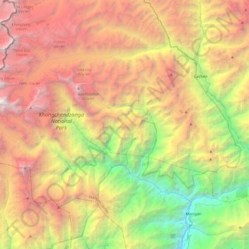 Mapa topográfico Western Sikkim Subsection, altitud, relieve