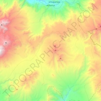 Mapa topográfico Achoma, altitud, relieve
