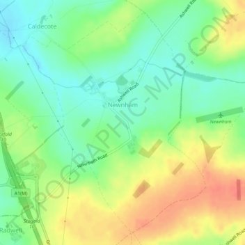 Mapa topográfico Newnham, altitud, relieve